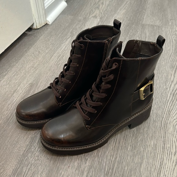 Naturalizer Shoes - Like New Dark Brown Naturalizer Cabaret Lug Combat Moto Zip Up Boot Size 9